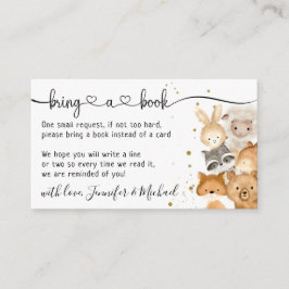 Cartão De Informações Animais da Floresta Trazem um Livro