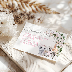 Cartão De Informações Animais da Savana Flores Tropicais Livros Chá de B