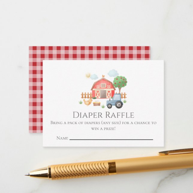 Cartão De Informações Animais de Fazenda em Aquarela Chupeta Baby Shower (Frente/Verso In Situ)