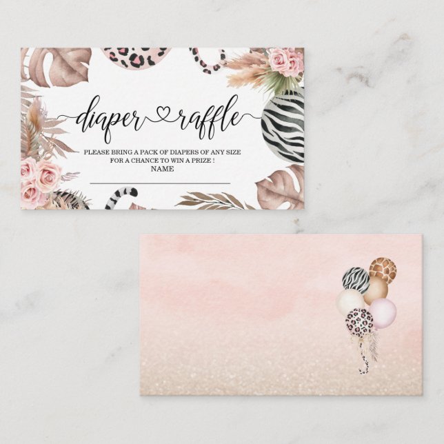 Cartão De Informações Animais de festa Impressão de Leopardo Selva Selva (Frente/Verso)