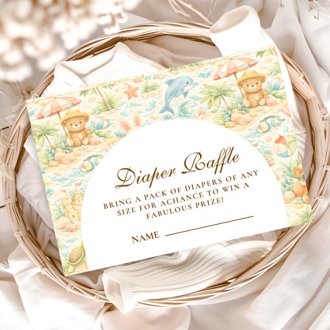 Cartão De Informações Animais de Pastel Costeiro Sorteio de Fraldas (Criador carregado)