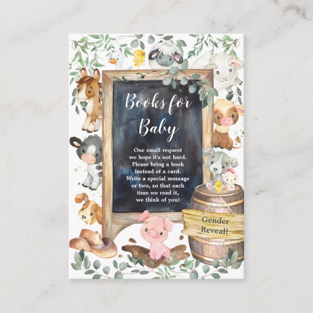 Cartão De Informações Animais de quinta-chic Barnyard Greenery Livros pa (Frente)