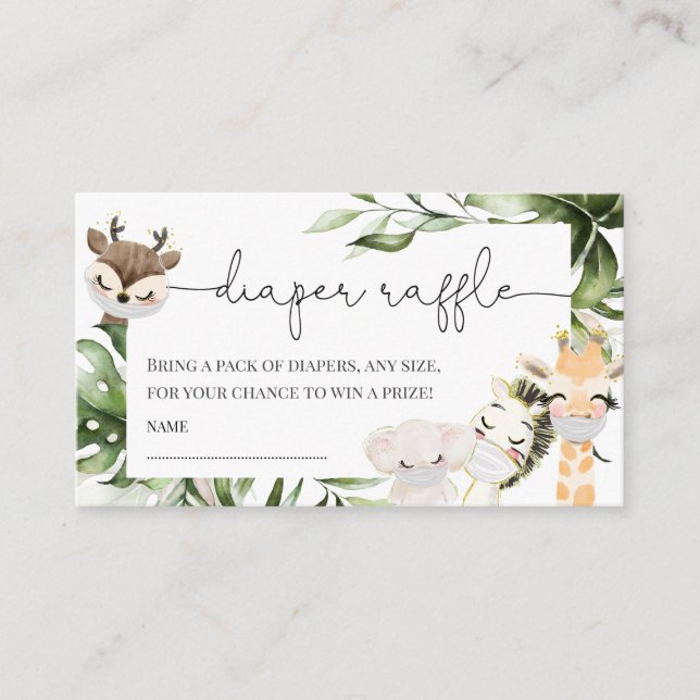 Cartão De Informações Animais de Safari na Selva Chuvada de Lenços para  (Frente)