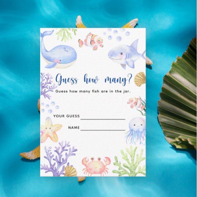 Cartão De Informações Animais do oceano - Quantos peixes estão no pote (Criador carregado)
