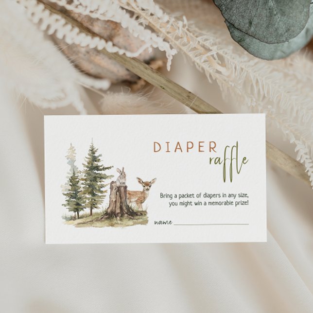 Cartão De Informações Animais Florestais Chá de fraldas Fralda Raffle (Criador carregado)