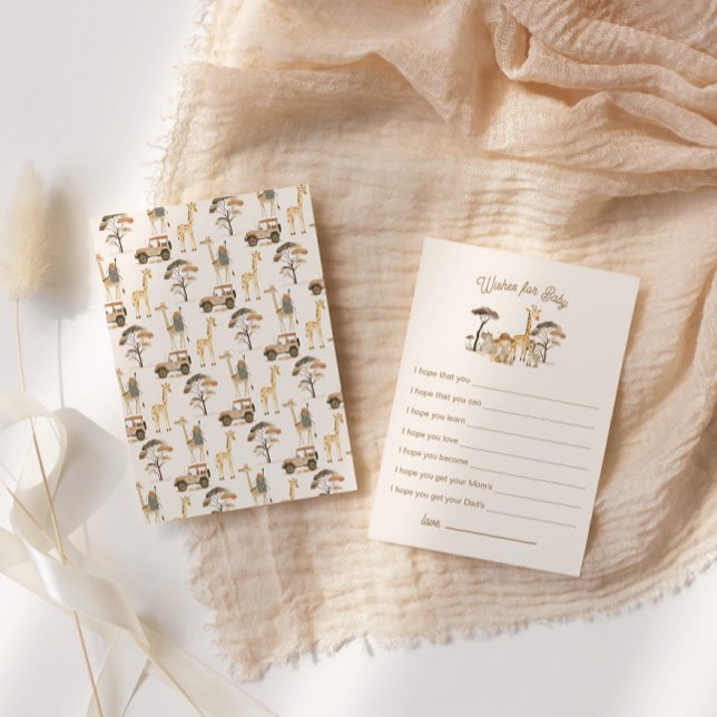 Cartão De Informações Animais Selvagens Safari Chás de fraldas Desejos p (Criador carregado)