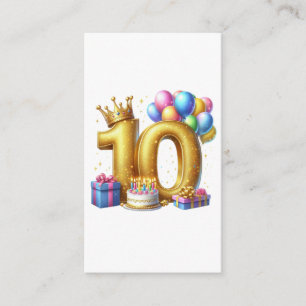 Cartão De Informações Aniversário de 10 anos dourado