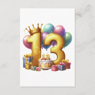 Cartão De Informações Aniversário de 13 anos dourado