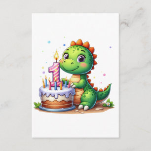 Cartão De Informações Aniversário de 1 ano do Dino