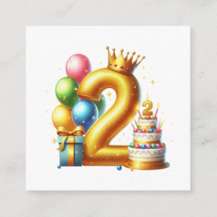 Cartão De Informações Aniversário de 2 anos dourado