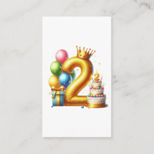 Cartão De Informações Aniversário de 2 anos dourado