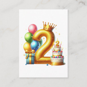 Cartão De Informações Aniversário de 2 anos dourado