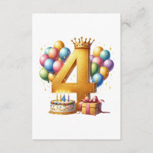 Cartão De Informações Aniversário de 4 anos dourado