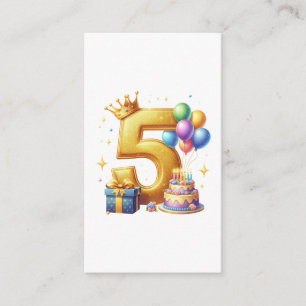 Cartão De Informações Aniversário de 5 anos dourado
