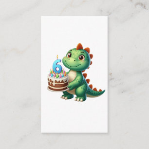 Cartão De Informações Aniversário de 6 anos do Dino