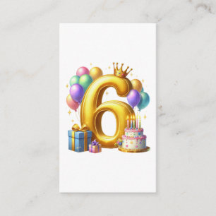 Cartão De Informações Aniversário de 6 anos dourado