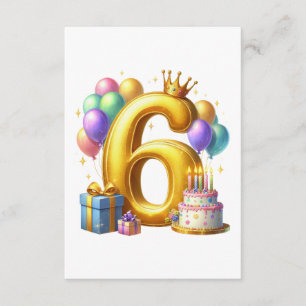 Cartão De Informações Aniversário de 6 anos dourado