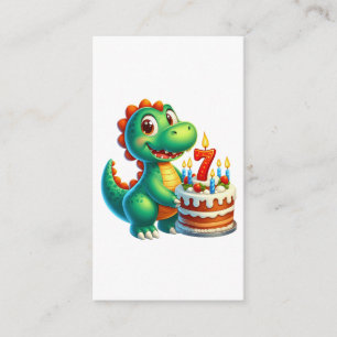 Cartão De Informações Aniversário de 7 anos do Dino