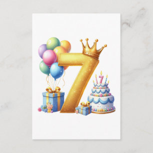Cartão De Informações Aniversário de 7 anos dourado