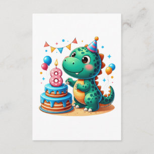 Cartão De Informações Aniversário de 8 anos do Dino