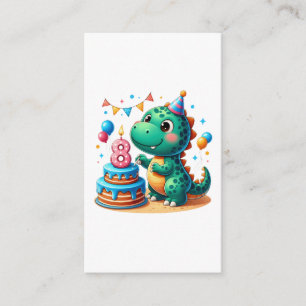 Cartão De Informações Aniversário de 8 anos do Dino