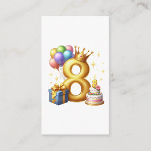Cartão De Informações Aniversário de 8 anos dourado