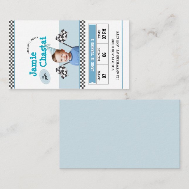 Cartão De Informações Aniversário de criança de Aventura para Carros de  (Frente/Verso)