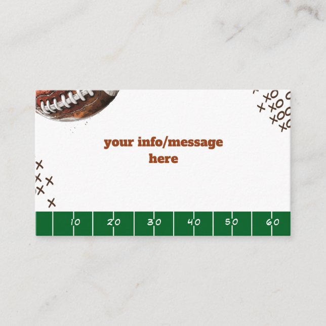 Cartão De Informações Aniversário de criança de bola de futebol american (Frente)