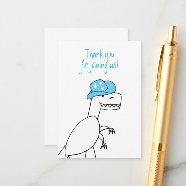 Cartão De Informações Aniversário de criança De Dinossauro Da Cowboy Tre (Frente/Verso In Situ)