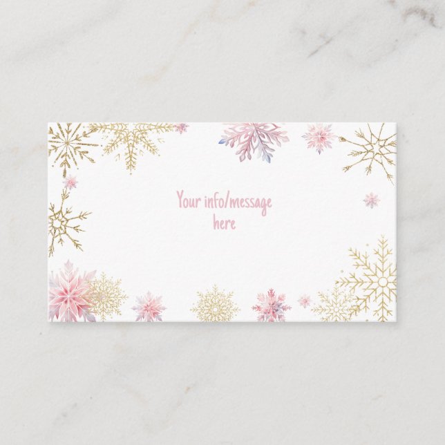 Cartão De Informações Aniversário do floco de neve com brilho de inverno (Frente)