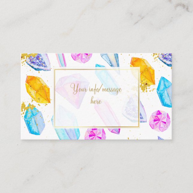 Cartão De Informações Aniversário do Gem Party Crystals Moz (Frente)