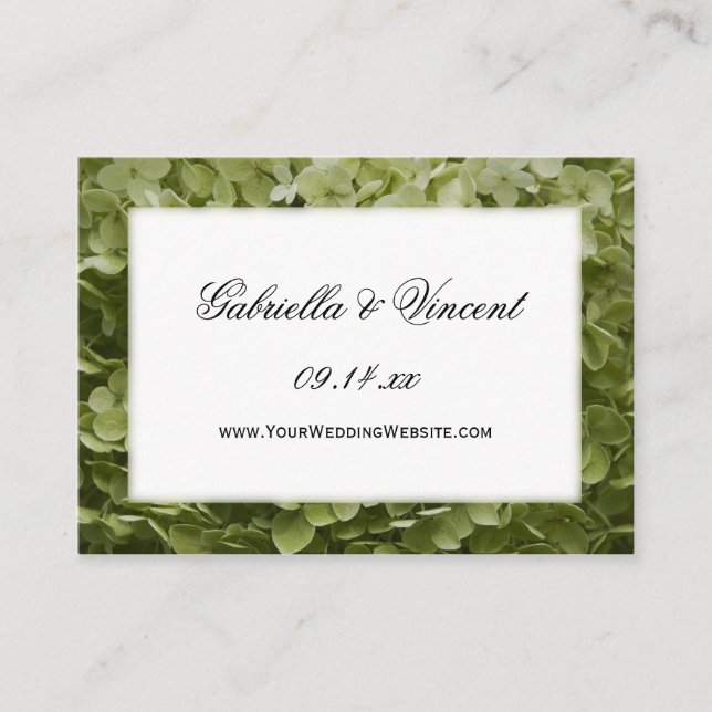 Cartão De Informações Annabelle Hydrangea Website Card de Casamento (Frente)