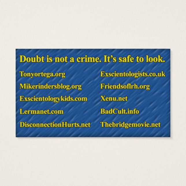 Cartão de Informações Anti-Cientologia (Funcionari (Verso)