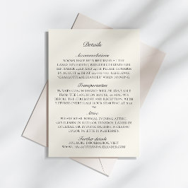 Cartão De Informações Antigo Dinheiro, Detalhes do Casamento de Marfim