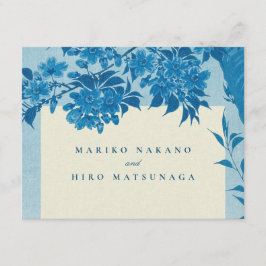 Cartão De Informações Antigo Flor de Cerejeira Azul Japonês