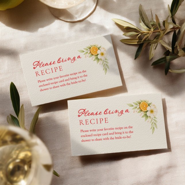 Cartão De Informações Aperol Bridal Shower Recipe (Criador carregado)