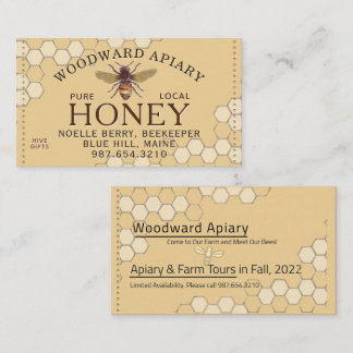 Cartão De Informações Apiary Honeycomb Honeybee Yellow