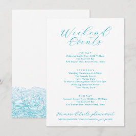 Cartão De Informações Aqua Blue Weekend Events Ocean Waves Beach Wedding