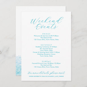 Cartão De Informações Aqua Blue Weekend Events Ocean Waves Beach Wedding