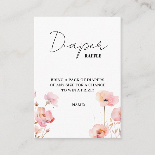 Cartão De Informações Aquarela Boho Bloom Rosa Floral Bebê (Frente)