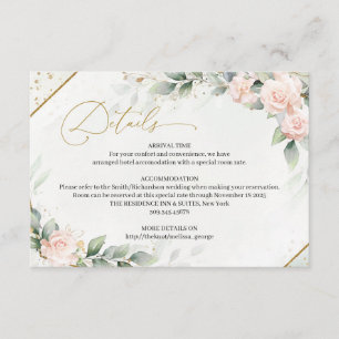 Cartão De Informações Aquarela chic em tons de rosa e verde dourado