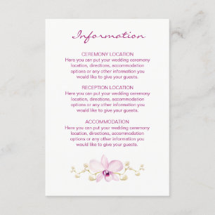 Cartão De Informações Aquarela de Orquídea Roxa Tropical