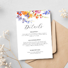 Cartão De Informações Aquarela Elegante Flores Silvestres Casamento