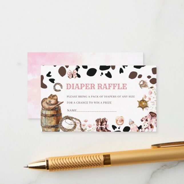 Cartão De Informações Aquarela elegante Pequena vaquinha Rodeo Country b (Frente/Verso In Situ)