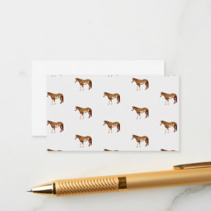 Cartão De Informações Aquarela Equestre de Cavalo Pintado Americano