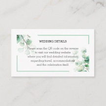 Aquarela Eucalipto Folhagem QR Informações Casamen