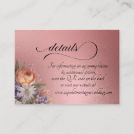 Cartão De Informações Aquarela Flores Silvestres, Código QR - Dourado Ro