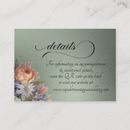 Cartão De Informações Aquarela Flores Silvestres, Código QR - Salvia