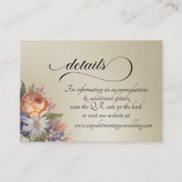 Cartão De Informações Aquarela Flores Silvestres, Código QR - Trigo