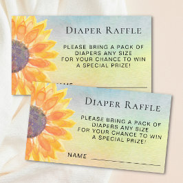 Cartão De Informações Aquarela Fralda de girassol Chá de fraldas de Raff